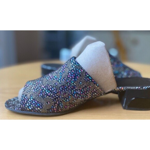 Brunate Mules Pumps 9.5 EU 40 Multicolor Leather Block Heels Open Toe Made Italy - Picture 2 of 6